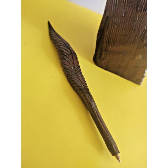 Vintage Large Back Forest Wooden pen holder carving Rams Butting Heads - Picture 8 of 13